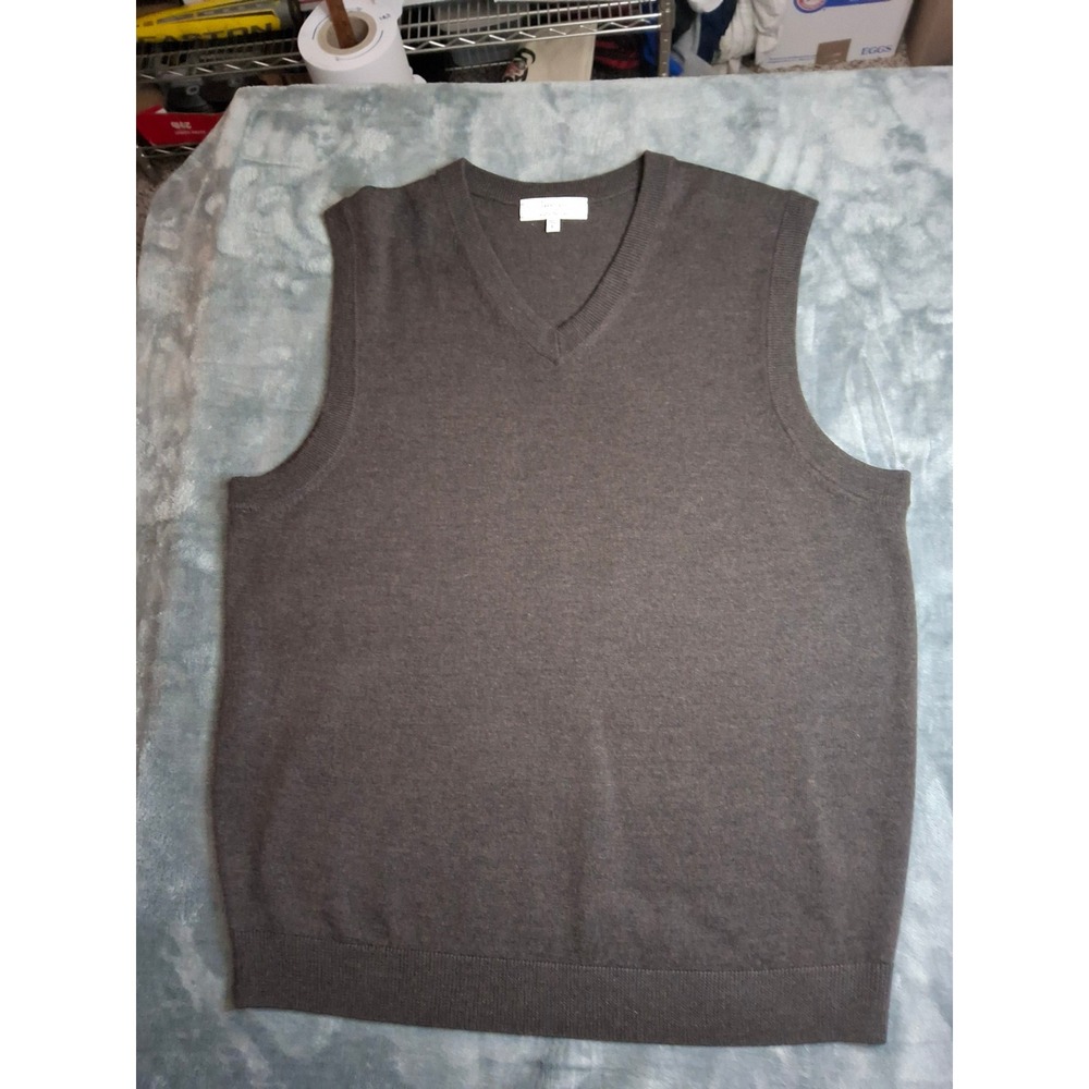 Turnbury Mens Brown Extra Fine Merino Wool‎ V-Neck Sweater Vest Size L RN 58909
